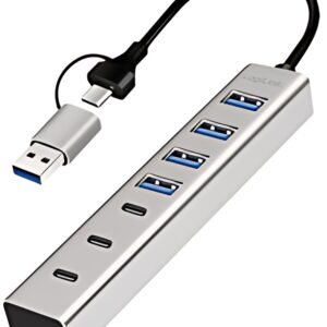 LogiLink Hub USB 3.0, 7 ports, 4x USB-A / 3x USB-C, argent