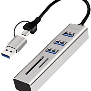 LogiLink Hub USB 3.0 avec lecteur de carte, 3 ports, argent