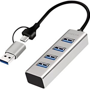 LogiLink Hub USB 3.0, 4 ports, 4x USB-A, argent