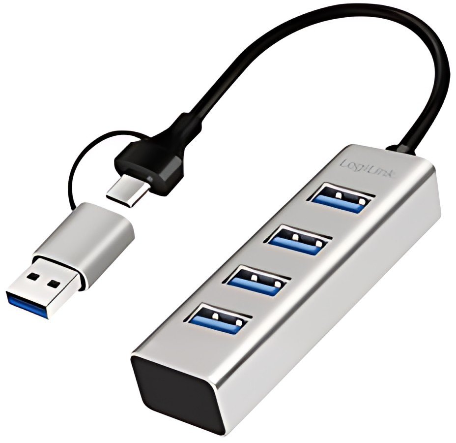 LogiLink Hub USB 3.0, 4 ports, 4x USB-A, argent