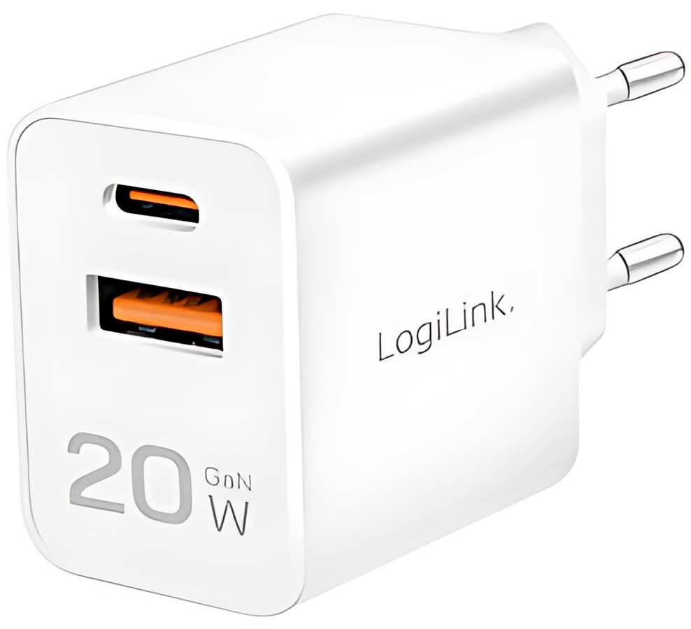 LogiLink Chargeur secteur USB, 1x USB-A, 1x USB-C, 20 watts