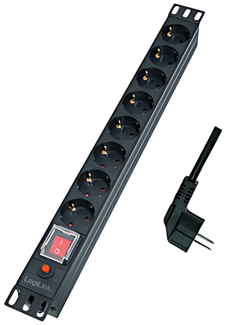 Multiprise LogiLink 19", 8 prises, protection contre les surtensions
