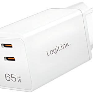 LogiLink Chargeur secteur USB, 2x USB-C PD, 65 W, blanc