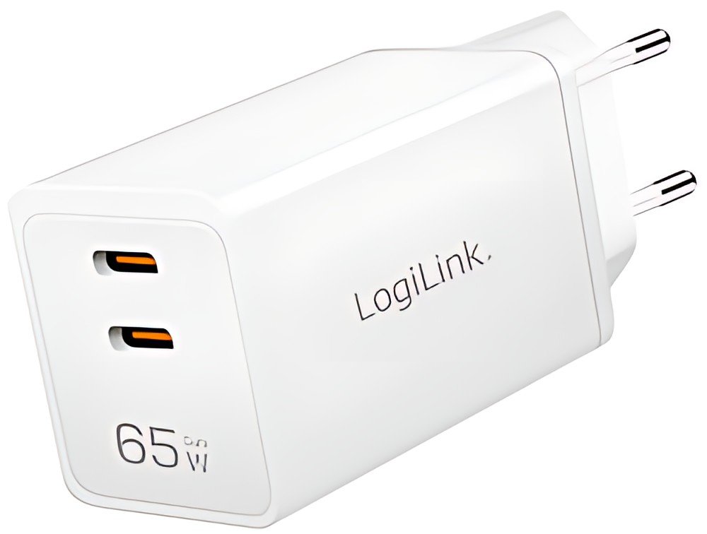 LogiLink Chargeur secteur USB, 2x USB-C PD, 65 W, blanc