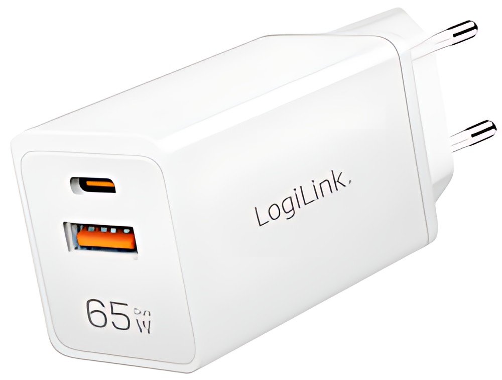 LogiLink Chargeur secteur USB, 1x USB-A, 1x USB-C, 65 W