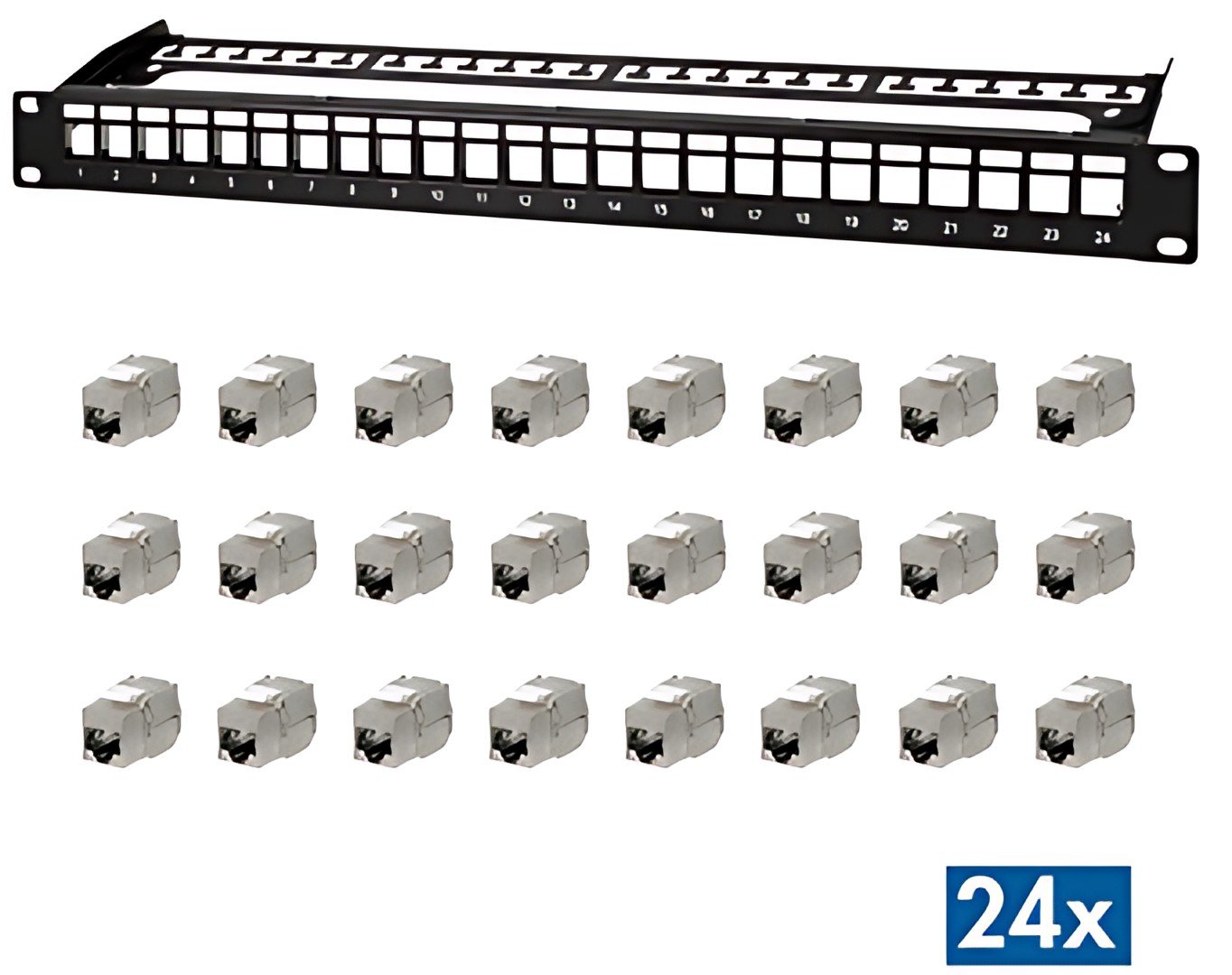 Panneau de brassage Keystone modulaire LogiLink 19" PrimeLine, 24 ports