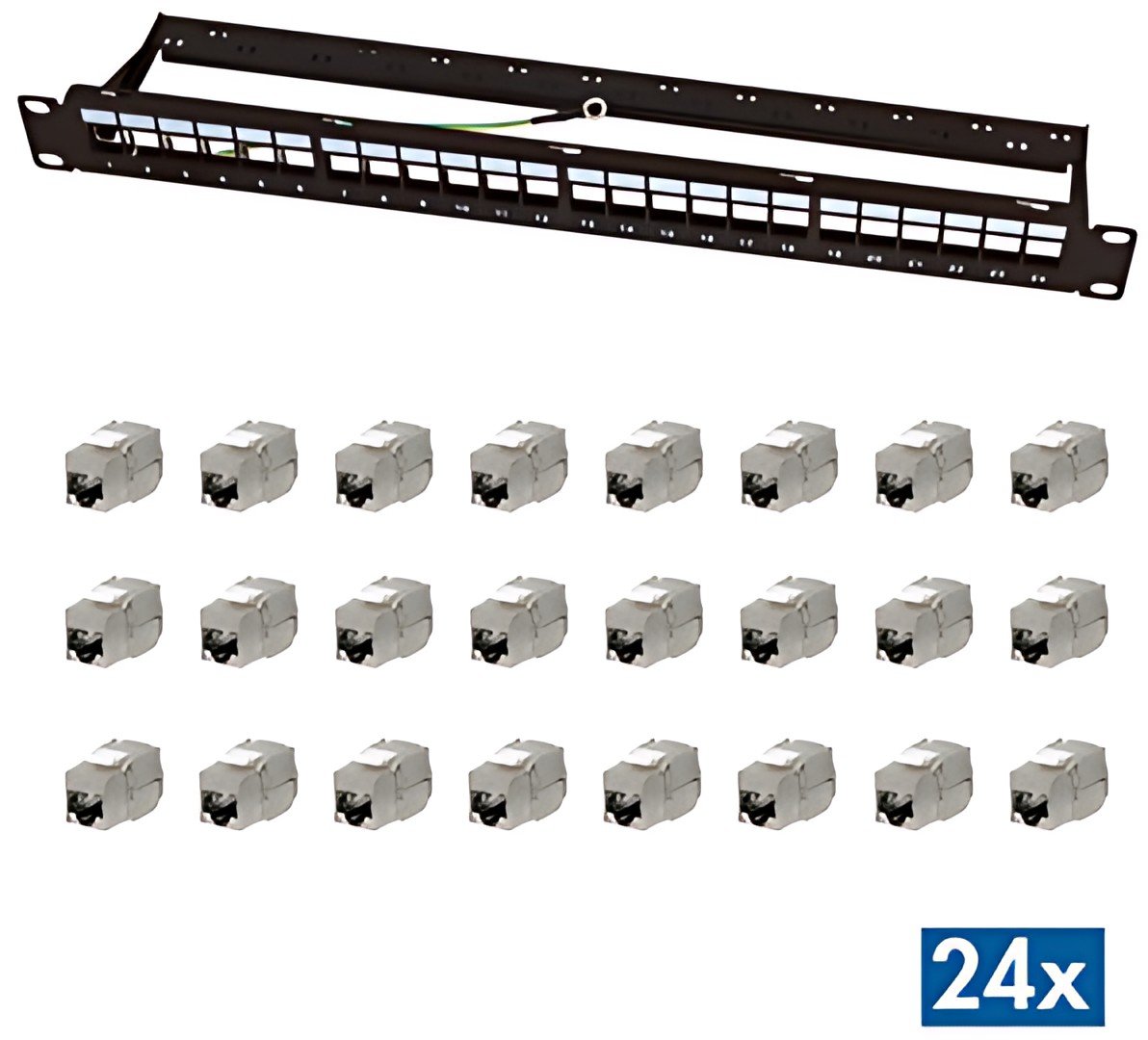 Panneau de brassage Keystone modulaire LogiLink 19", EconLine, 24 ports