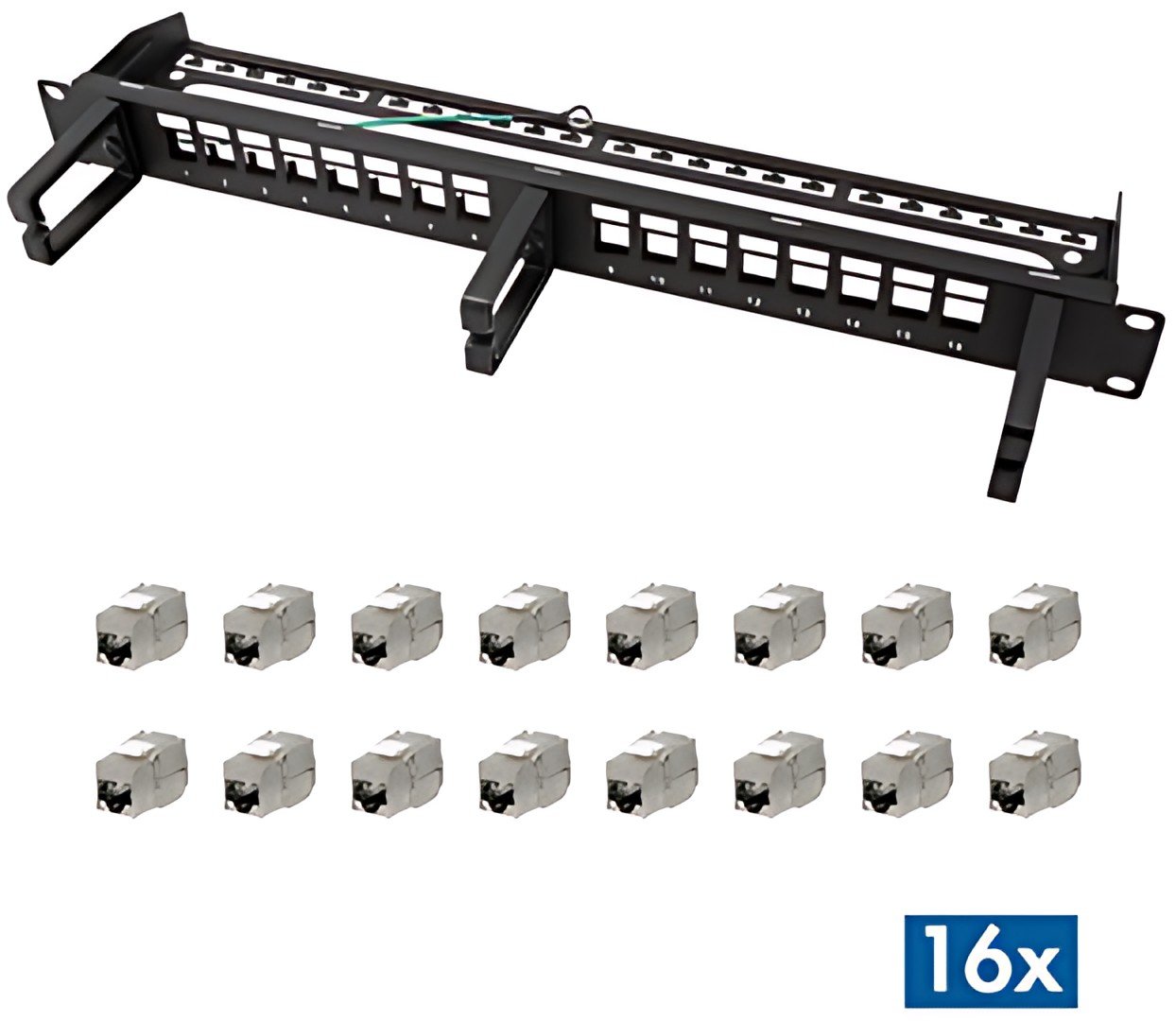Panneau de brassage modulaire Keystone LogiLink 19", 16 ports, noir