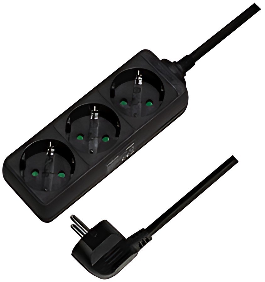 Multiprise LogiLink, 3 prises, sans interrupteur, noir