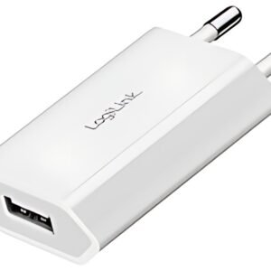 Adaptateur de prise USB LogiLink, 1x USB-A, 5 watts, blanc