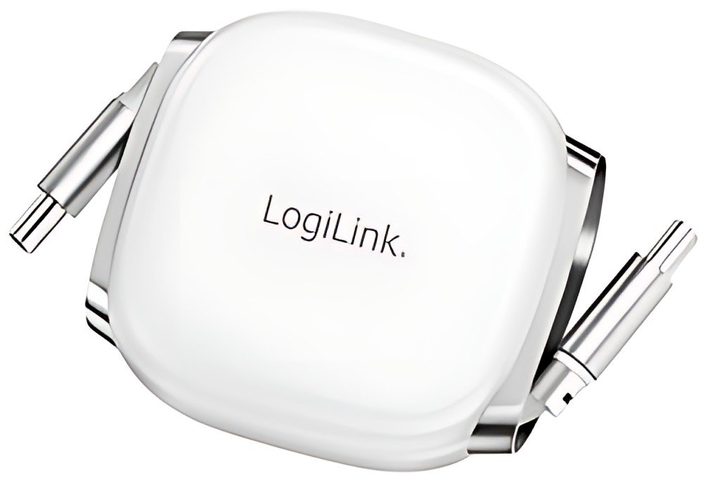 LogiLink Câble USB 2.0, USB-C - USB-C, rétractable, blanc