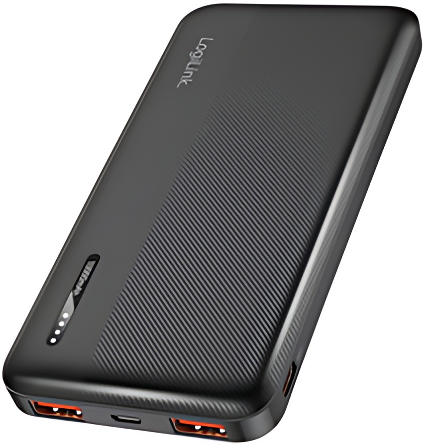 LogiLink Powerbank, 10.000 mAh, 2x USB-A, 2x USB-C, noir