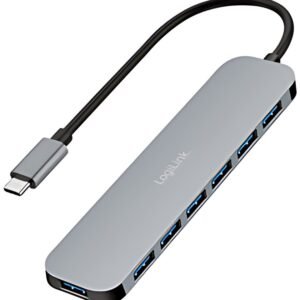 LogiLink Hub USB 3.2 Gen1, 7 ports, boîtier aluminium, gris