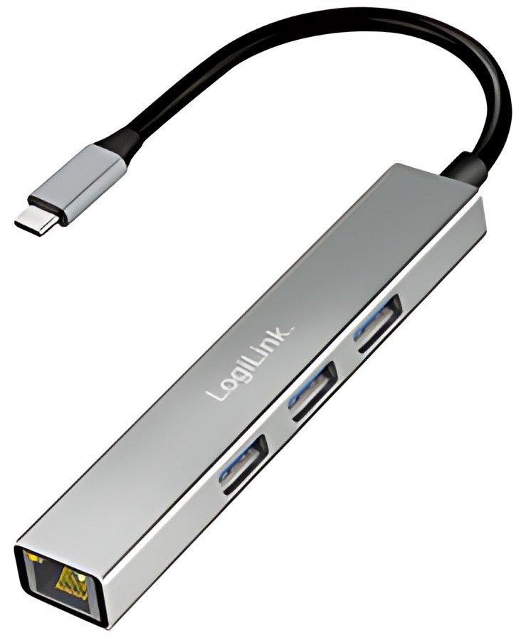 LogiLink Hub USB 3.2 Gen1, 4 ports, boîtier aluminium, gris