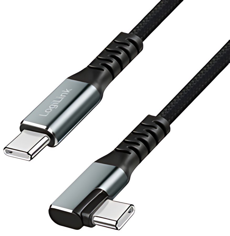 Câble LogiLink USB 3.2, USB-C - USB-C coudé, 1,0 m