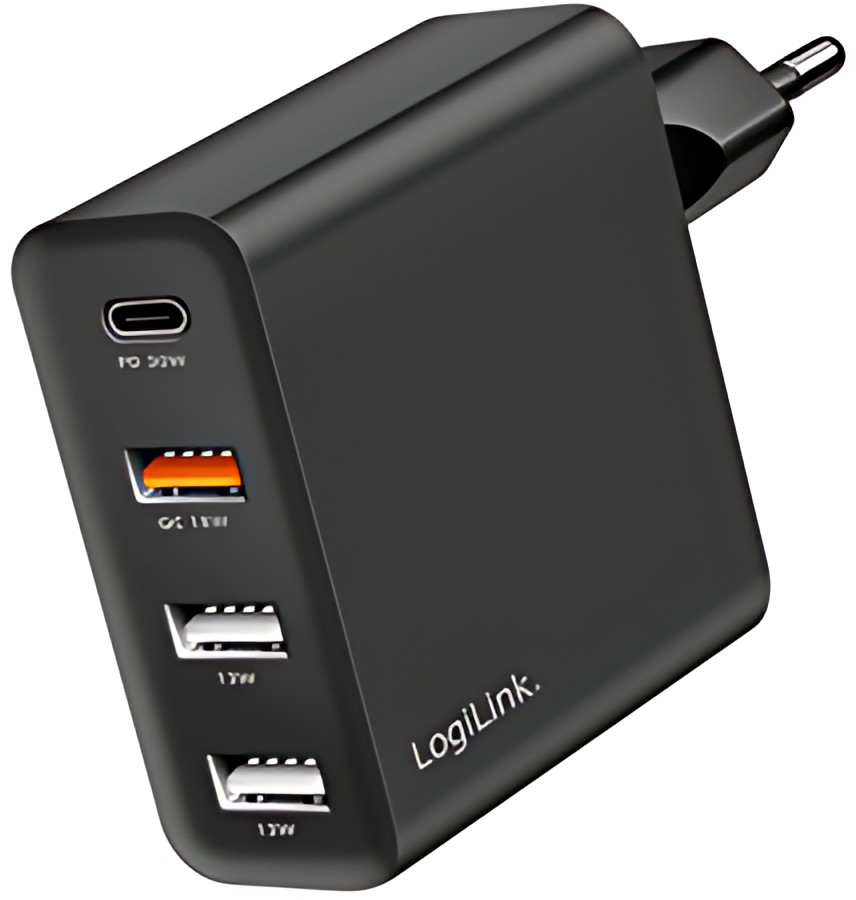 Adaptateur de prise USB LogiLink, 3x USB-A (QC), 1x USB-C (PD)