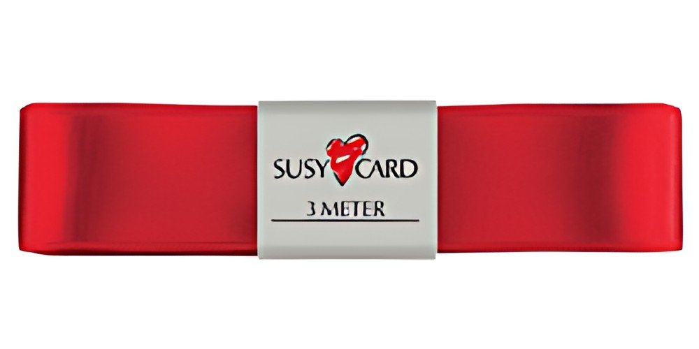 SUSY CARD Ruban cadeau "double satin", 25 mm x 3 m, rouge