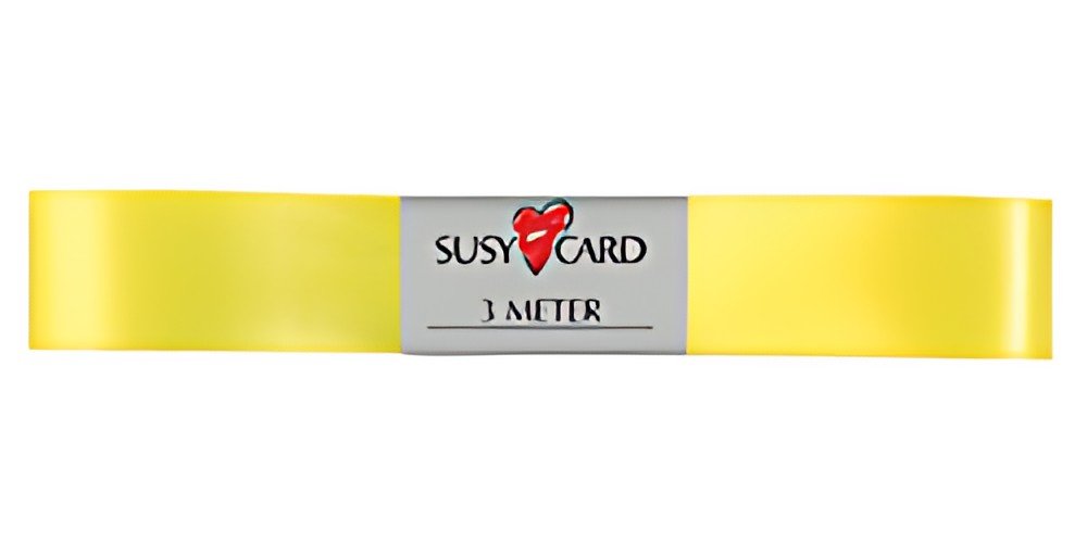 SUSY CARD Ruban cadeau "double satin", 15 mm x 3 m, jaune