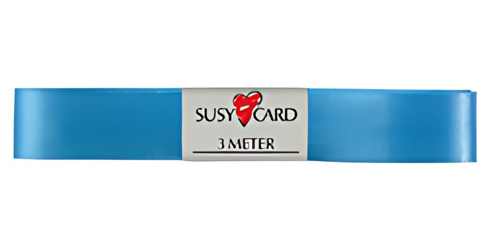 SUSY CARD Ruban cadeau "double satin", 15 mm x 3 m, bleu