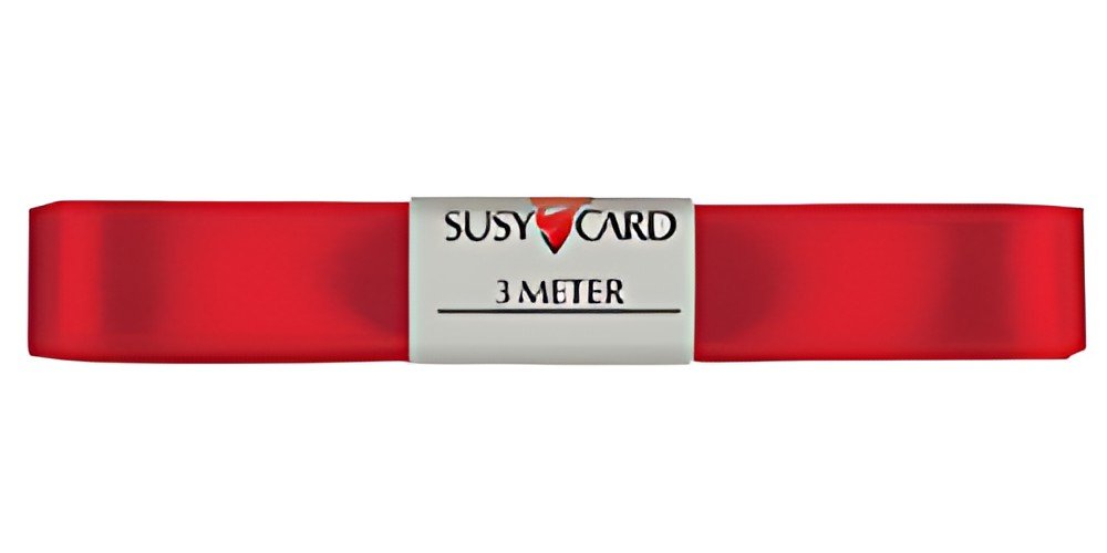 SUSY CARD Ruban cadeau "double satin", 15 mm x 3 m, rouge