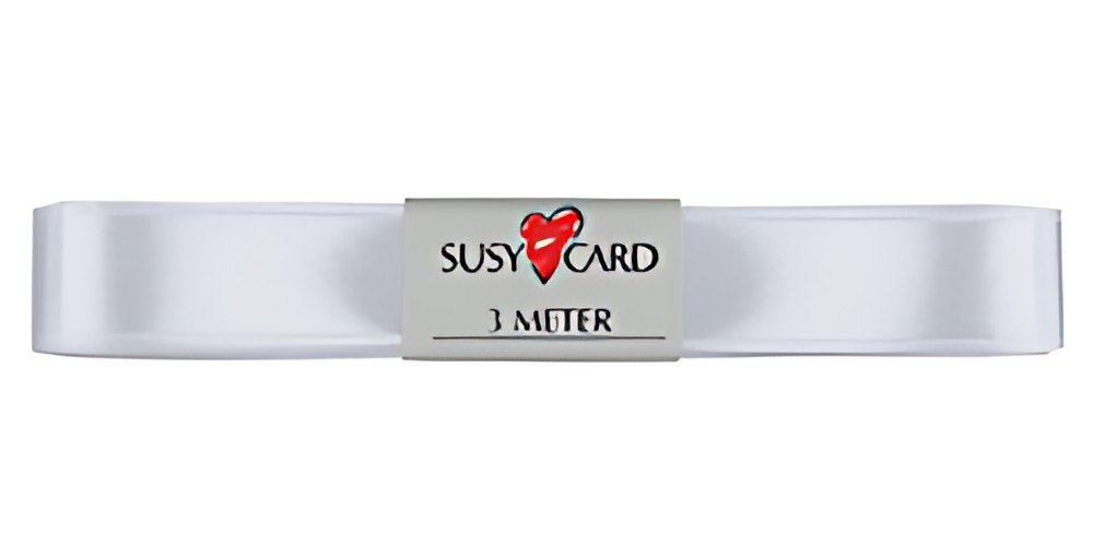 SUSY CARD Ruban cadeau "double satin", 15 mm x 3 m, blanc