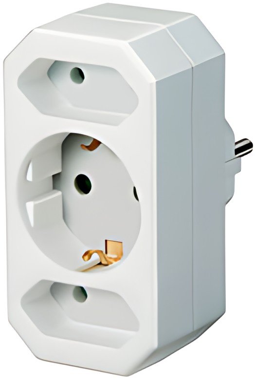 Fiche adaptateur Brennstuhl, contact Euro et terre, blanc