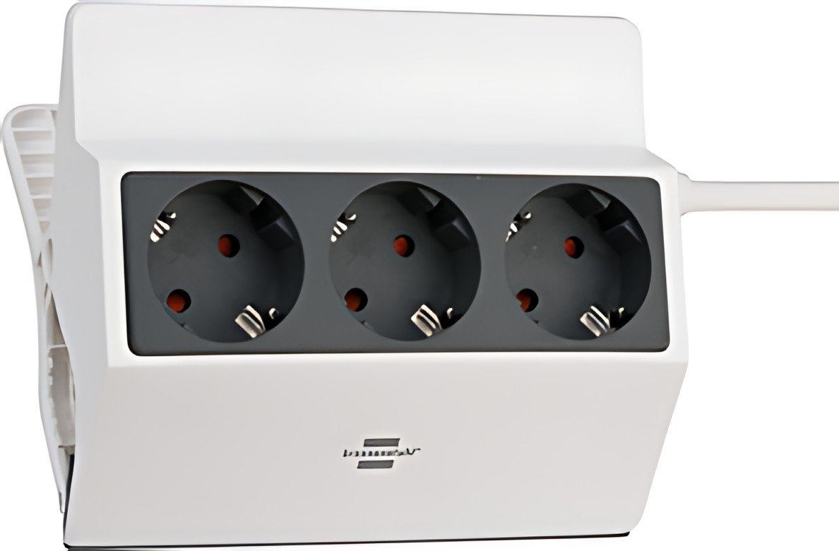 multiprise à pince brennstuhl, 3 prises, blanc