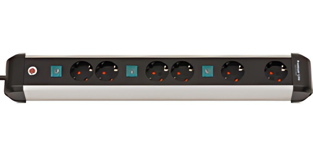 brennenstuhl Steckdosenleiste Premium-Alu-Line, 6-fach