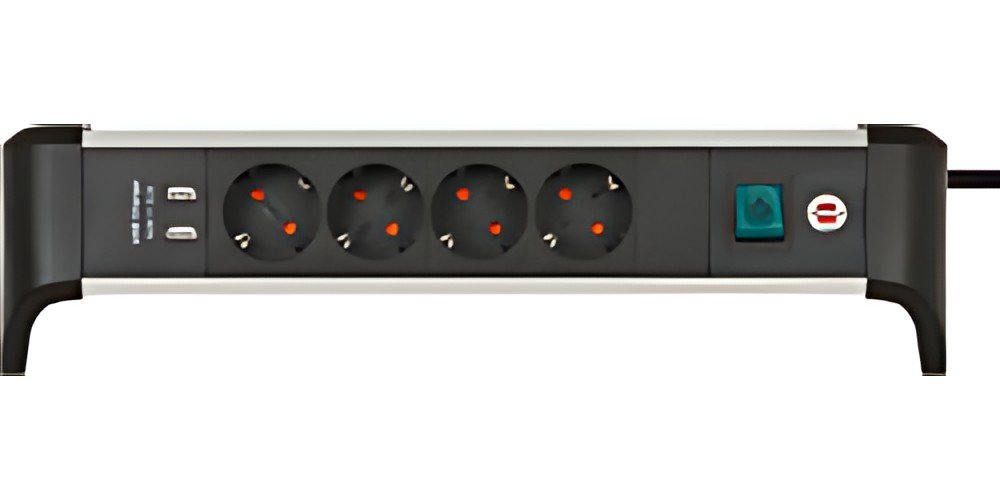 multiprise de ligne de bureau en aluminium brennstuhl, 4 prises