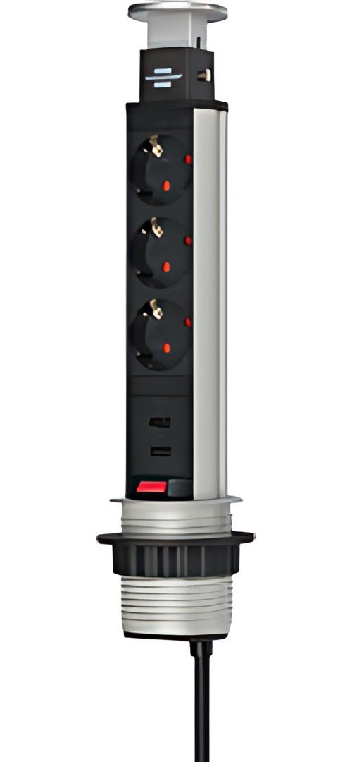 prise brennstuhl "Tower Power", 3 prises, USB