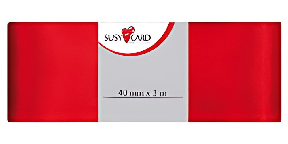 SUSY CARD Ruban cadeau "Doppelsatin", 40 mm x 3 m, rouge