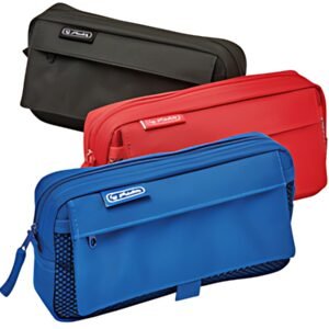 herlitz Trousse à stylos avec poche en filet, noir