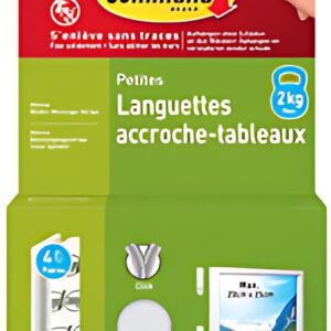 3M Command Languettes accroche-tableaux, taille: S, blanc