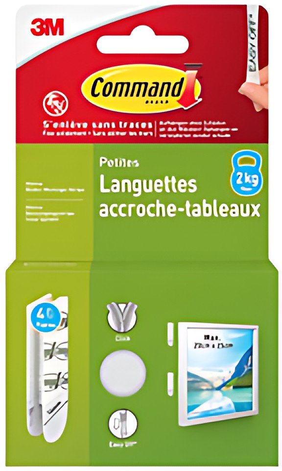 3M Command Languettes accroche-tableaux, taille: S, blanc
