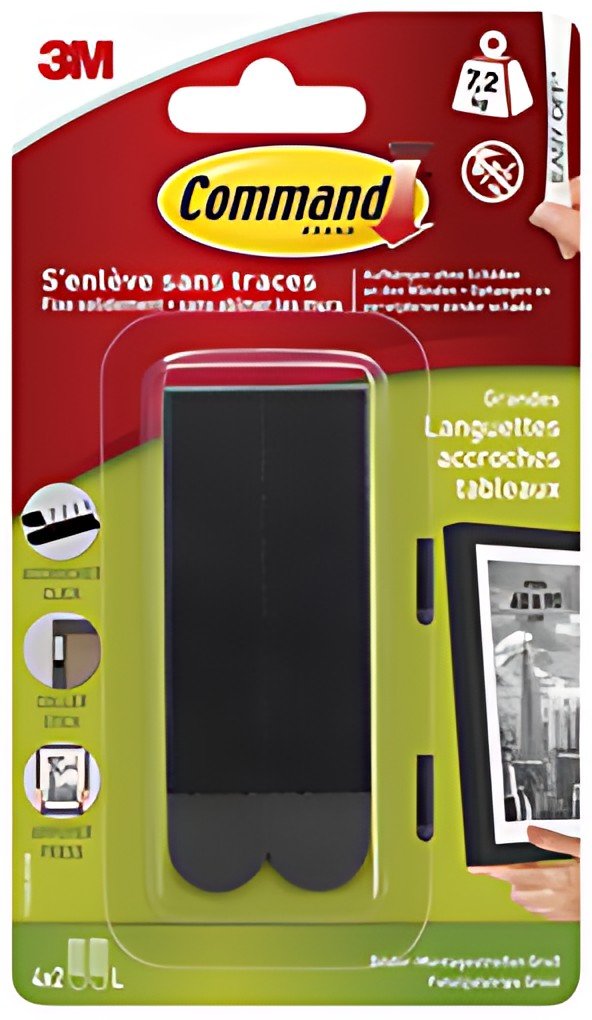 3M Command Languette accroche-tableaux, taille: L, noir