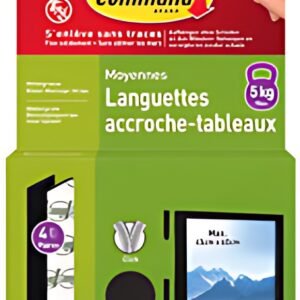 3M Command Languettes accroche-tableaux, taille: M, noir