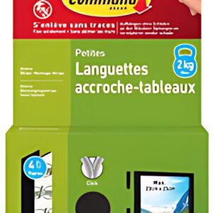 3M Command Languettes accroche-tableaux, taille: S, noir