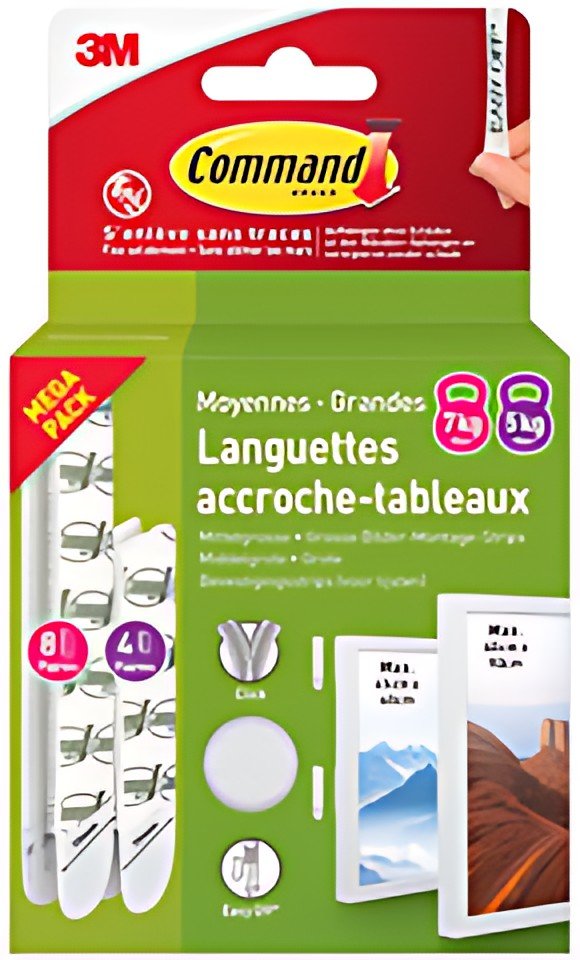3M Command Languettes de fixation pour cadres, multipack M/L