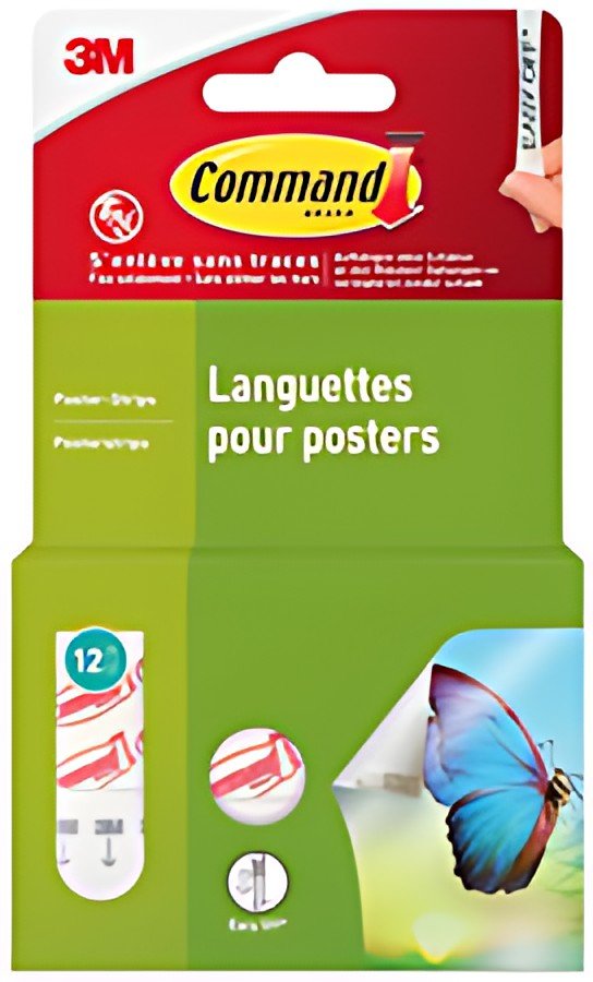 3M Command Languette autocollante pour posters, S, blanc