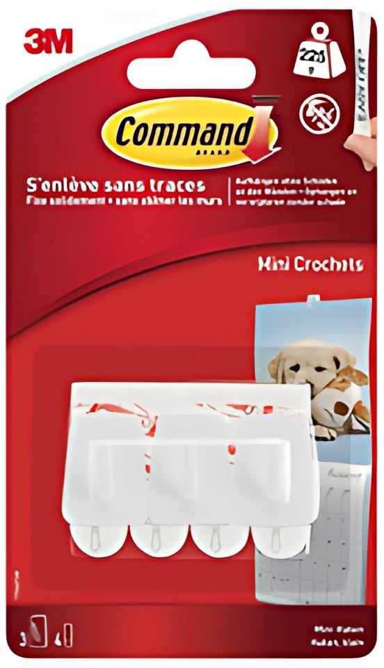 3M Command Mini-crochet,  plastique, taille: S, blanc