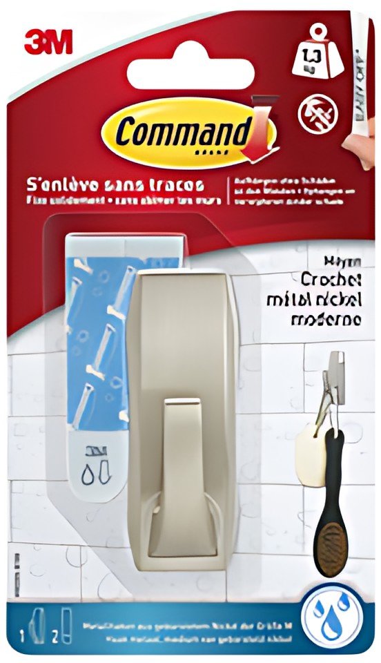 3M Command Crochet pour salle de bain métal "Modern", argent