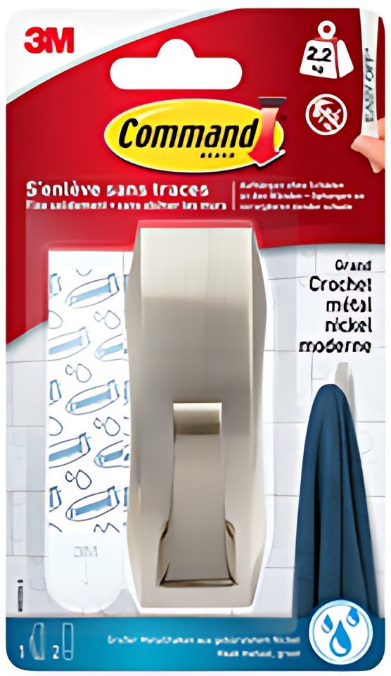3M Command Crochet pour salle de bain métal "Modern", argent