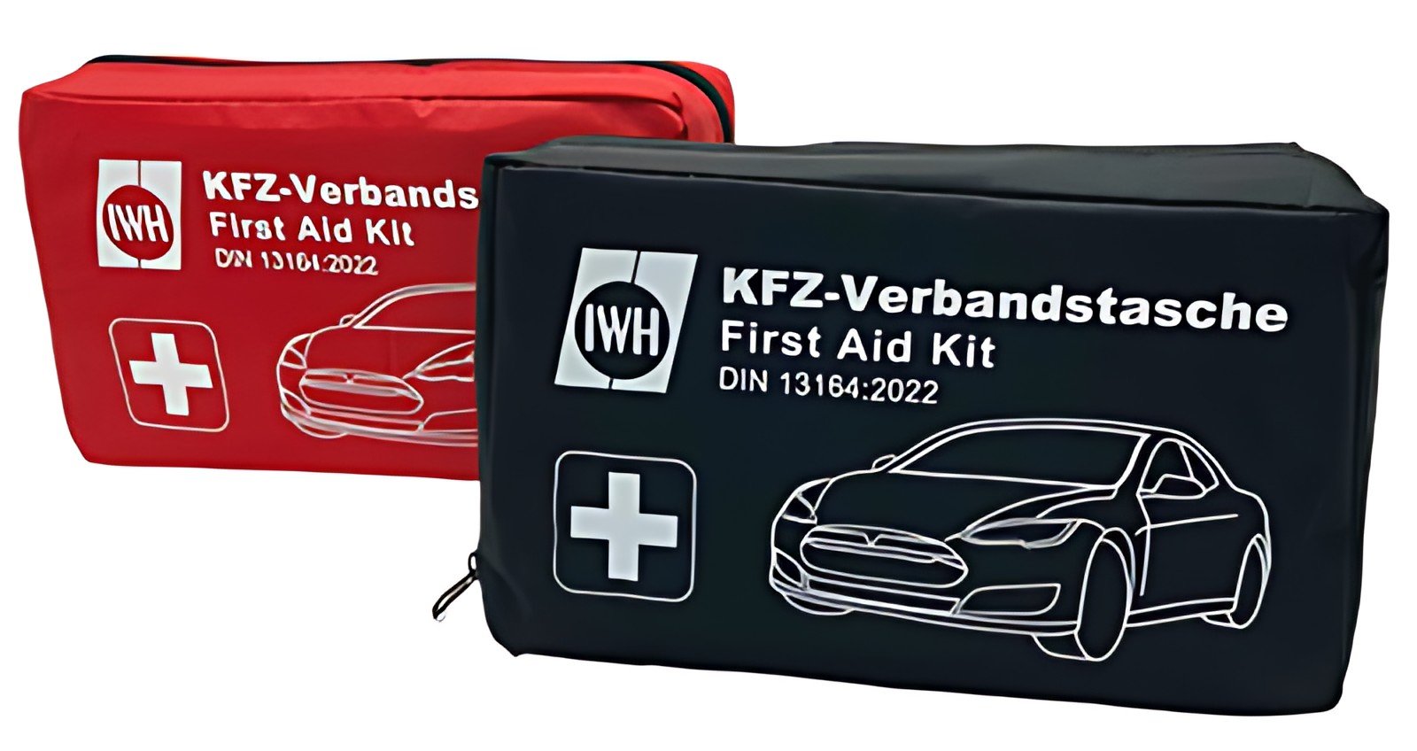 Trousse de premiers secours pour véhicule IWH, contenu DIN 13164, rouge