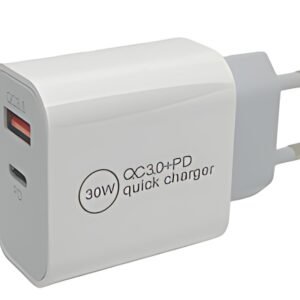 IWH Chargeur secteur USB-C, 1 USB-A / 1 USB-C, 30 W, blanc