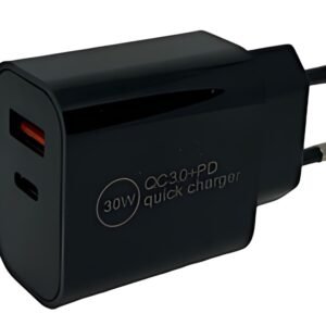 IWH Chargeur secteur USB-C, 1 USB-A / 1 USB-C, 30 W, noir