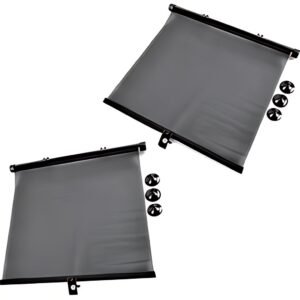 IWH Pare-soleil enroulable pour voiture, noir, set de 2