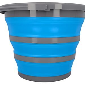 cartrend Seau, pliable, rond, 10 litres, gris/bleu