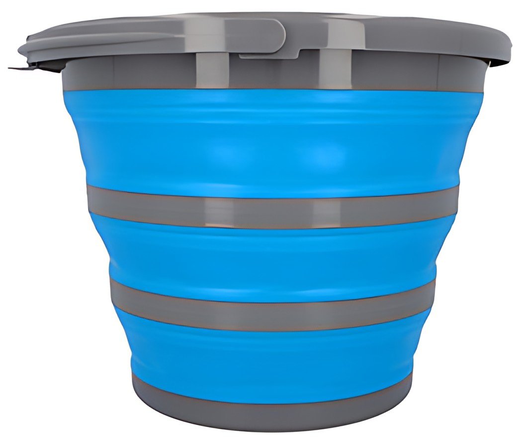 cartrend Seau, pliable, rond, 10 litres, gris/bleu