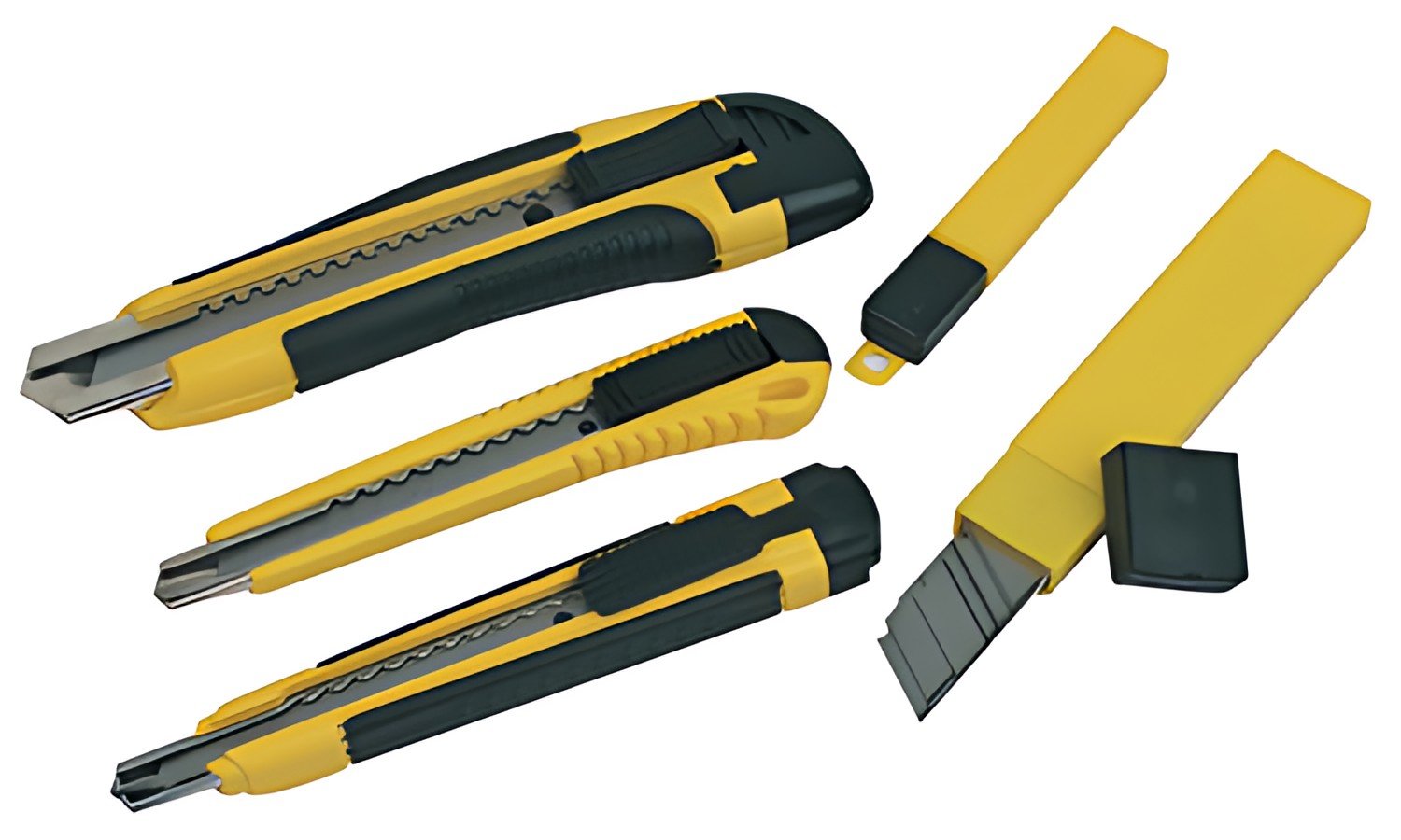 BRÜDER MANNESMANN Kit de cutters, 3 pièces, noir / jaune