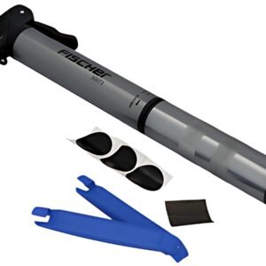 FISCHER Mini pompe à air pour vélo ALU, boîte de rustines